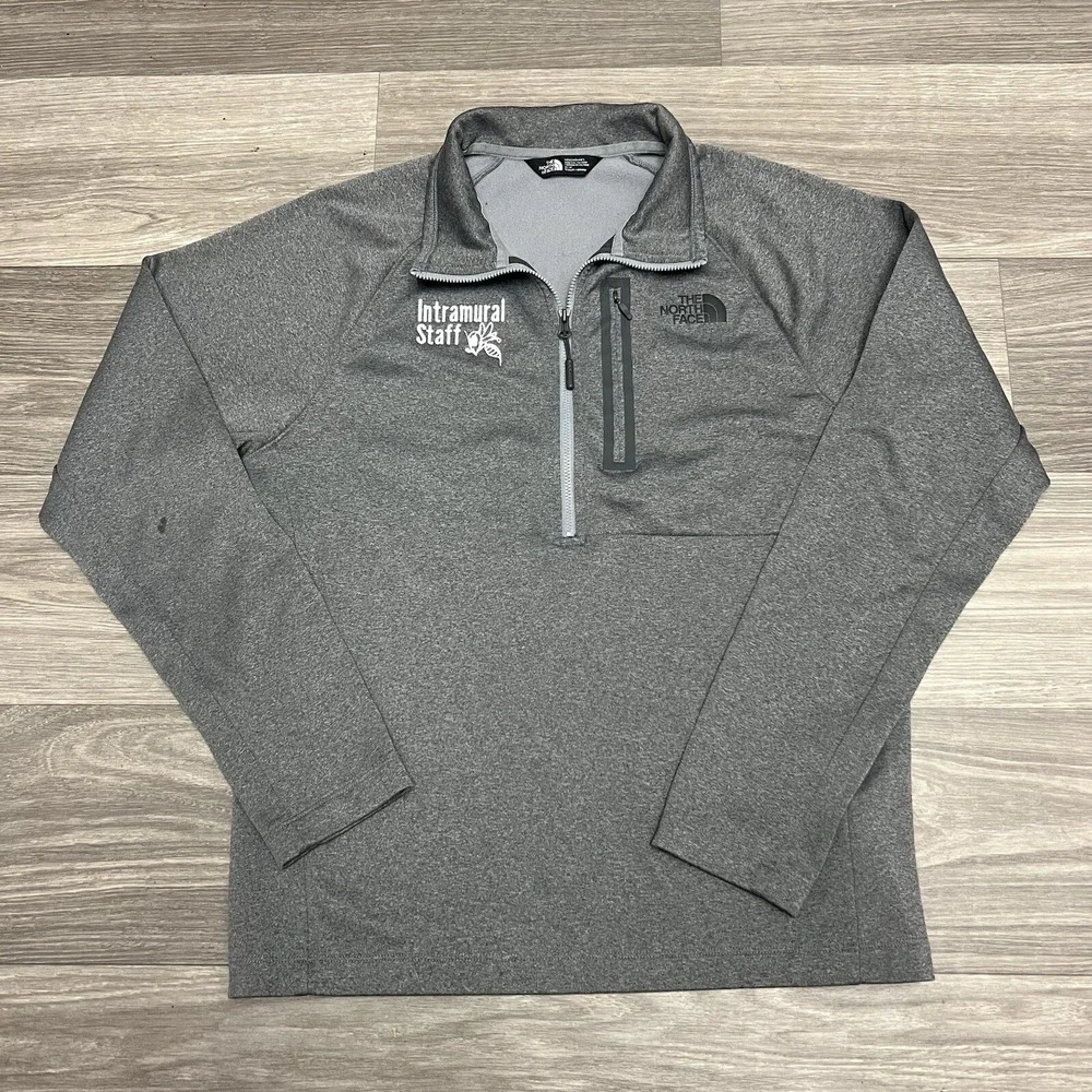 The North Face Pullover Mens Medium Grey 1/4 Zip Intramural Staff Fleece Jacket